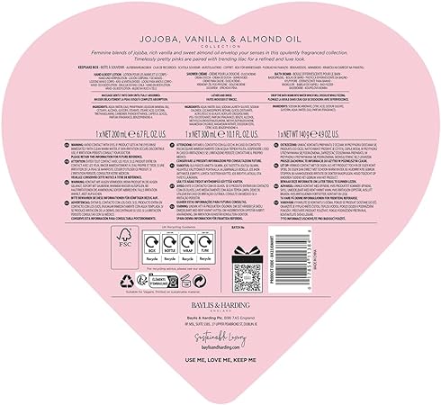 Baylis & Harding Jojoba, Vanilla & Almond Oil Luxury Heart Keepsake Gift Box